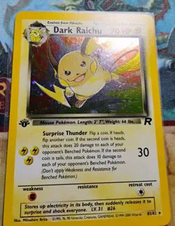 Dark Raichu 83/82 Secret Holo Rare Team Rocket 1st Edition LP Swirl Pokemon - Image 5