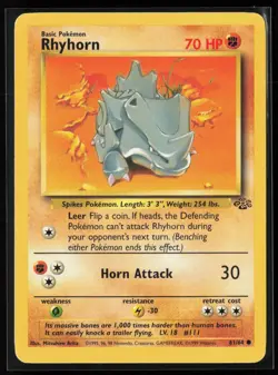 Rhyhorn 61/64 Common Jungle WOTC Vintage Pokemon LP - Image 1
