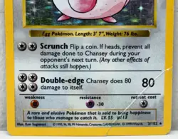 1999 Pokemon TCG Chansey 3/102 Base Set Unlimited Edition Holo Rare Shadowless - Image 5