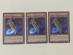 Yugioh Evil HERO Adusted Gold x 3 - 1st Edition Secret Rare NM - Free Holo Card - Image 1