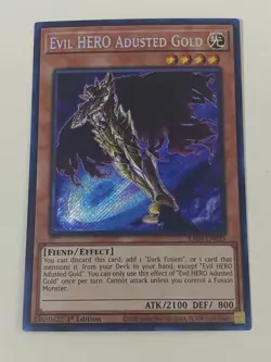 Yugioh Evil HERO Adusted Gold x 3 - 1st Edition Secret Rare NM - Free Holo Card - Image 3