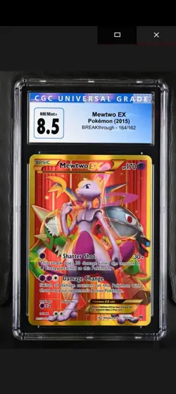 Pokemon Mewtwo EX Full Art Secret Rare Card 164/162 XY Breakthrough - Image 1