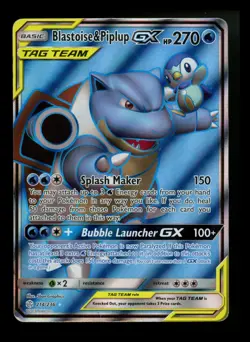 Blastoise & Piplup GX 214/236 Cosmic Eclipse 2019 Alt Art Tag Team Pokemon Card - Image 1