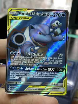 Blastoise & Piplup GX 214/236 Cosmic Eclipse 2019 Alt Art Tag Team Pokemon Card - Image 3