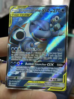 Blastoise & Piplup GX 214/236 Cosmic Eclipse 2019 Alt Art Tag Team Pokemon Card - Image 4