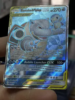 Blastoise & Piplup GX 214/236 Cosmic Eclipse 2019 Alt Art Tag Team Pokemon Card - Image 5