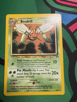 Pokemon TCG Beedrill Card 18/75 Rare Unlimited Neo Discovery MP - Image 1