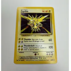 Pokemon Zapdos 16/102 Base Set Holo Rare Basic Card 1999 English - Image 1