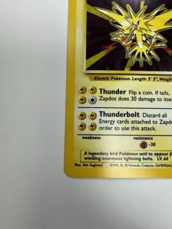 Pokemon Zapdos 16/102 Base Set Holo Rare Basic Card 1999 English - Image 3