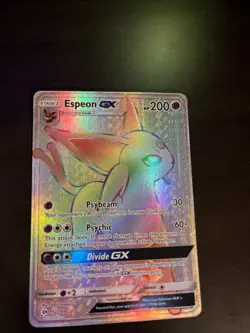 2017 Pokemon TCG Sun & Moon Espeon GX Rainbow Secret Rare Card 152/149 NM - Image 1