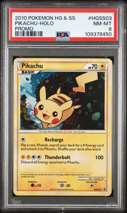 PSA 8 Pikachu 2010 HGSS03 Black Star Promo Heart Gold Soul Silver Pokemon Card - Image 1