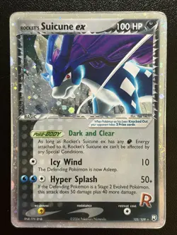 2004 ROCKET'S SUICUNE EX Pokemon Card #105 Team Rocket Returns Holo MP / HP - Image 1