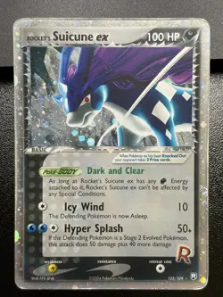 2004 ROCKET'S SUICUNE EX Pokemon Card #105 Team Rocket Returns Holo MP / HP - Image 2