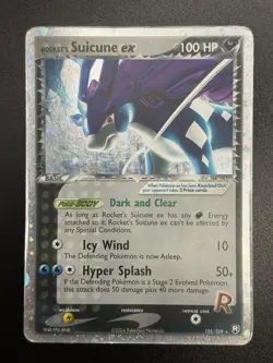 2004 ROCKET'S SUICUNE EX Pokemon Card #105 Team Rocket Returns Holo MP / HP - Image 3