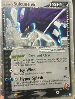 2004 ROCKET'S SUICUNE EX Pokemon Card #105 Team Rocket Returns Holo MP / HP - Image 5