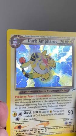 Dark Ampharos 1/105 Neo Destiny Holo NM Swirl Rare WOTC Pokemon TCG Vintage - Image 2