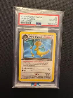 Pokemon Dark Dragonite Team Rocket 1st Edition NON Holo Rare #22 PSA 10 Gem Mint - Image 1