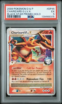 2009 POKEMON DIAMOND & PEARL BLACK STAR PROMO HOLO #DP45 CHARIZARD G LV.X PSA 5 - Image 1