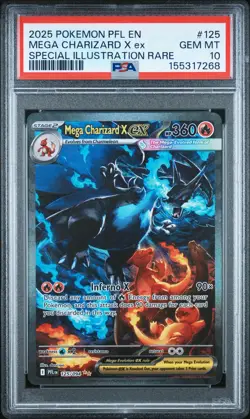 2025 POKEMON PFL EN-PHANTASMAL FLAMES #125 MEGA CHARIZARD X EX PSA 10 - Image 1