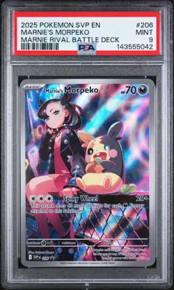 PSA 9 Marnie's Morpeko (#206) / 2025 Pokemon SVP EN-SV Black Star Promo - Image 1