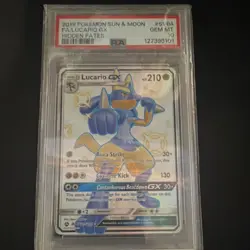 Pokemon Lucario GX SV64/SV94 Hidden Fates Shiny Vault Full Art Holo PSA 10 - Image 1