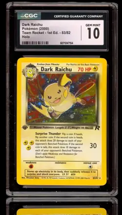 💎 Pokemon Dark Raichu 83/82 Team Rocket 1ST EDITION GRADE 10! SAME DAY SHIP💨 - Image 1