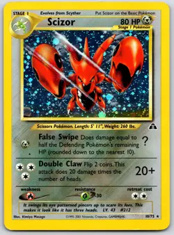 POKEMON NEO DISCOVERY SCIZOR 10/75 RARE UNLIMITED HOLO MP - Image 1