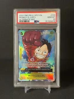 One Piece Monkey.D.Luffy Alternate Art OP07-109 500 Years in the Future PSA 10 - Image 1