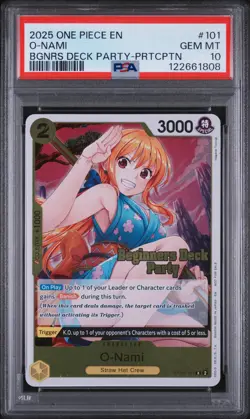 2025 One Piece O-Nami #101 Promo Beginners Deck Party Participant PSA 10 - Image 1
