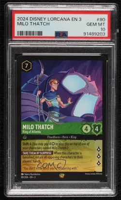 2023 Disney Lorcana - Into The Inklands 3 Milo Thatch King of Atlantis PSA 10 - Image 1