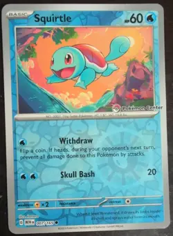 Pokemon Center Squirtle Promo Reverse Holo Card 007/165 Near Mint Condition - Image 2