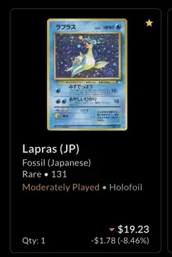 1996 Lapras Holo Rare Japanese Base Set No.131 Vintage Pokemon Card MP - Image 4