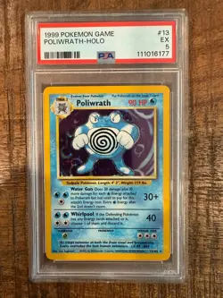 PSA 5 Poliwrath 013/102 Base Set Holographic Pokemon Card - Image 1