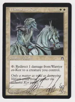 Signed Warrior en-Kor HP Stronghold Artist Stephen Daniele Dated '99 MTG Magic - Image 1
