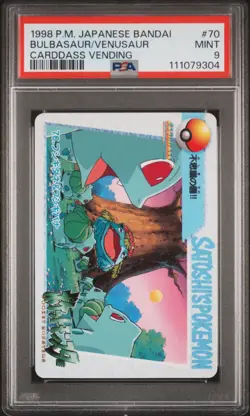 1998 POKEMON JPN BANDAI CARDDASS VENDING #70 BULBASAUR/VENUSAUR PSA 9 - Image 1