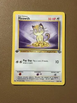 Pokemon TCG Meowth 1st Edition Jungle Set 56/64 WOTC Vintage LP - Image 1