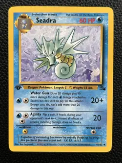 Pokemon TCG Seadra 42/62 Fossil 1st Edition Uncommon Regular English 60 - Image 1