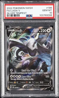 2022 POKEMON SWORD & SHIELD SILVER TEMPEST #186 FULL ART/LUGIA V PSA 10 - Image 1