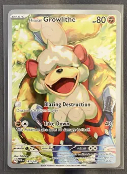 Pokemon Hisuian Growlithe Holo Twilight Masquerade IR 181/167 NM - Image 1