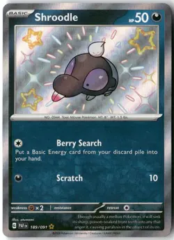 Shroodle, Pokemon SV: Paldean Fates Shiny Rare, 189/091 NM - Image 1