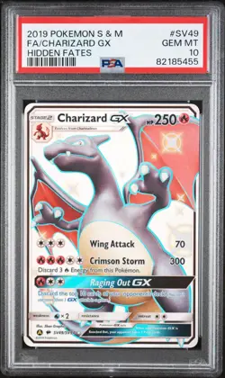 2019 POKEMON SUN & MOON HIDDEN FATES #SV49 FULL ART/CHARIZARD GX PSA 10 - Image 1