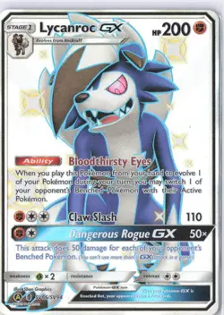 Pokemon Lycanroc GX SV66/SV94 Hidden Fates Shiny Vault Full Art Holo Rare - Image 1