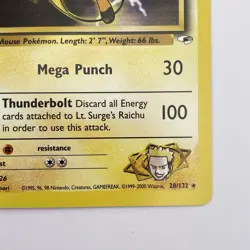 Lt. Surge’s Raichu 28/131 Gym Heroes Rare NM WOTC Pokemon TCG Vintage Single - Image 5
