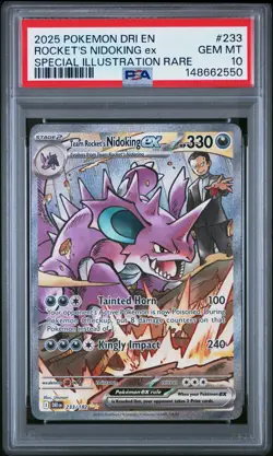 2025 POKEMON DRI EN-DESTINED RIVALS #233 TEAM ROCKET'S NIDOKING EX PSA 10 - Image 1
