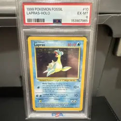 Pokemon TCG Lapras Holo Fossil Unlimited Edition 10/62 Holo Rare PSA 6 - Image 1