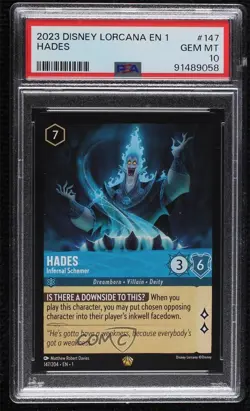 2023 Disney Lorcana The First Chapter 1 Legendary Hades #147 PSA 10 - Image 1