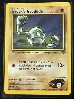 Brock's Geodude 68/132 Common Gym Challenge WOTC Pokemon LP - Image 1