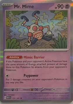Mr. Mime 122/165 Rare 151 Pokemon Holo Near Mint - Image 1