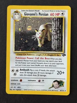 Pokemon Giovanni's Persian 8/132 Gym Challenge Unlimited Holo Rare 60HP Stage 1 - Image 1