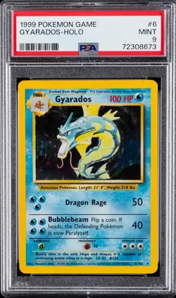 1999 Pokemon Game Gyarados Holo Card #6 PSA 9 - Image 1